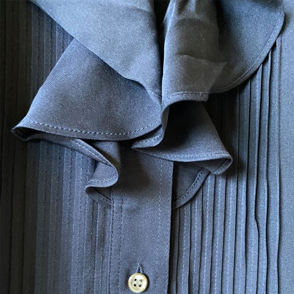 πHPπ J. CREW TUXEDO RUFFLE SILK GEORGETTE BLOUSE - Picture 6 of 9